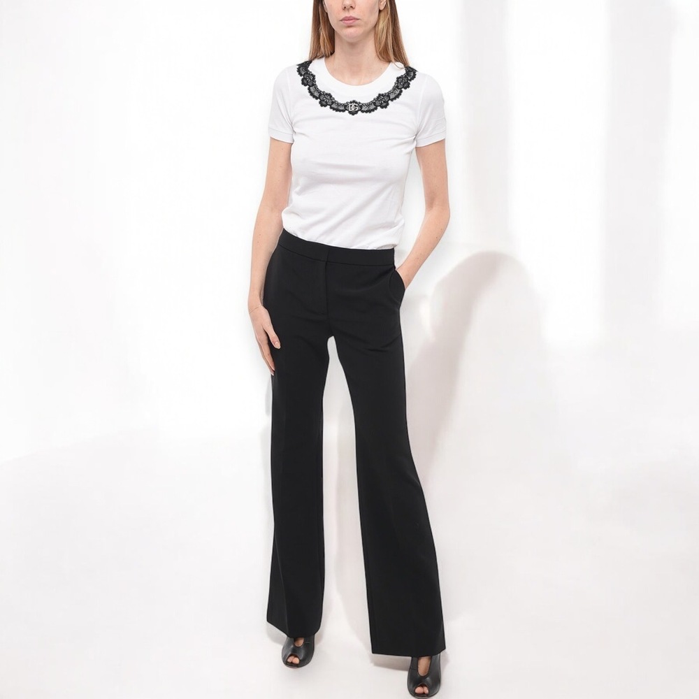 Moschino Couture Crepe Straight-Leg Pants Black Trousers Size 40 US 6 NWT - Picture 2 of 8